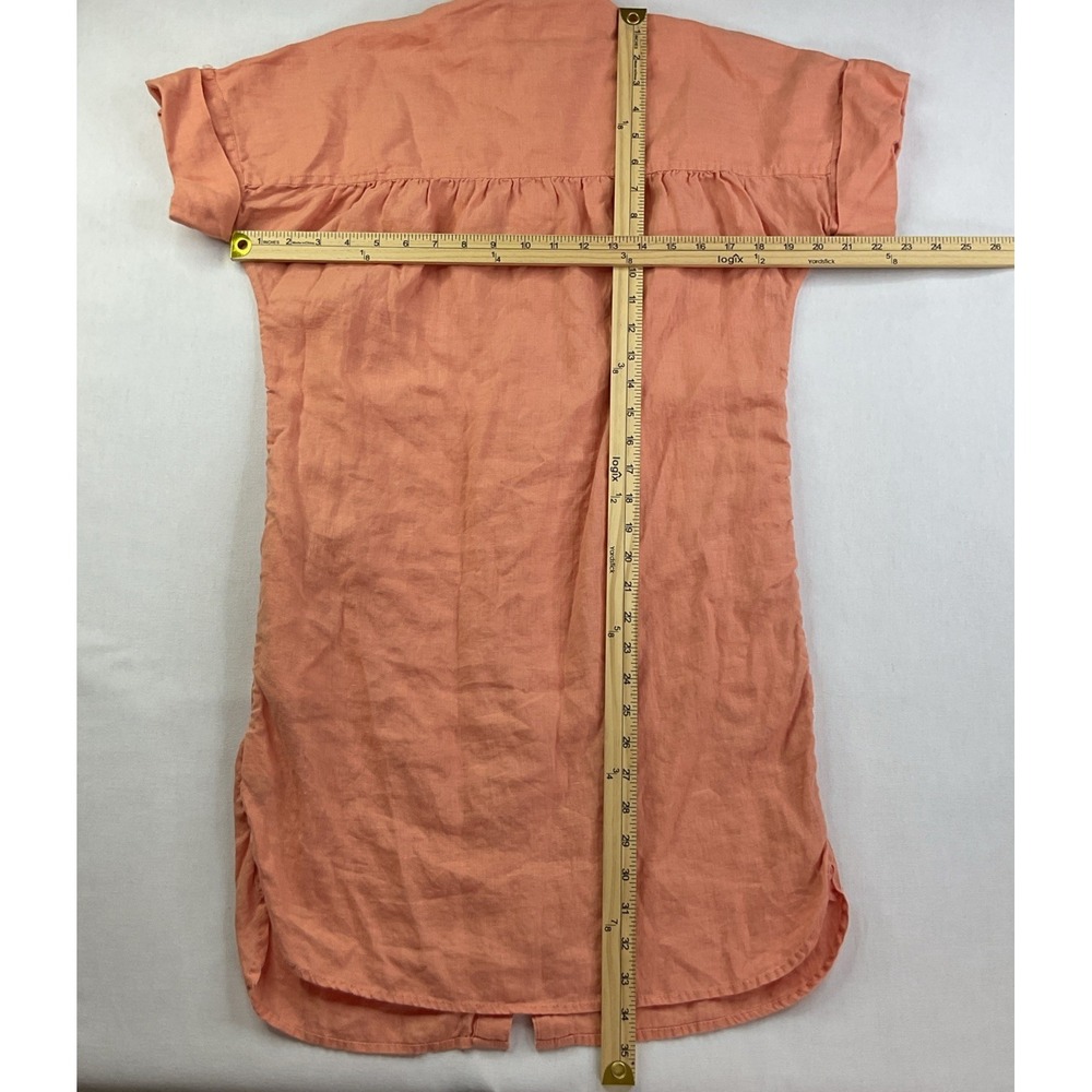 J Crew Shirt Dress 100% Linen Short Sleeve Button Up Relaxed Fit Pockets Sz 2XS - Picture 3 of 8